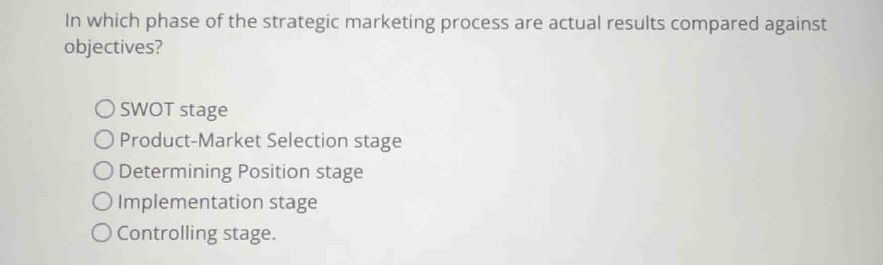 in which phase of the strategic marketing process are actual results co…
