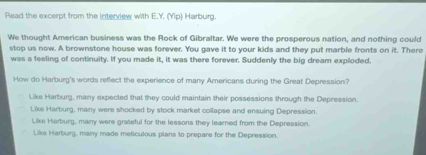 read the excerpt from the interview with e.y. (yip) harburg. we thought…