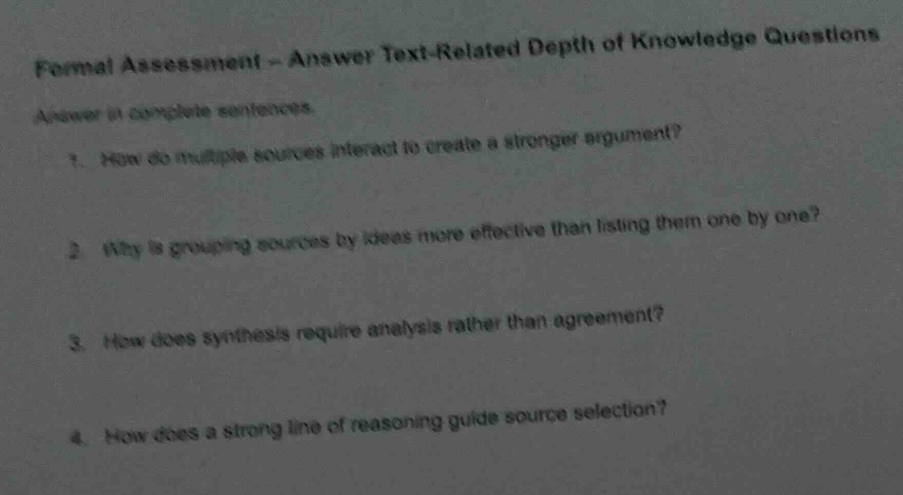 formal assessment - answer text-related depth of knowledge questions an…
