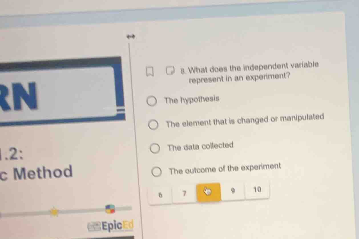 a. what does the independent variable represent in an experiment? the h…