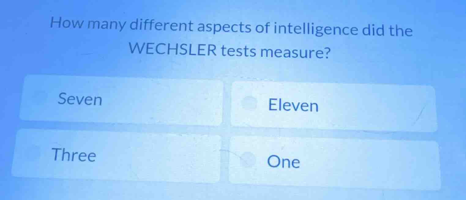 how many different aspects of intelligence did the wechsler tests measu…