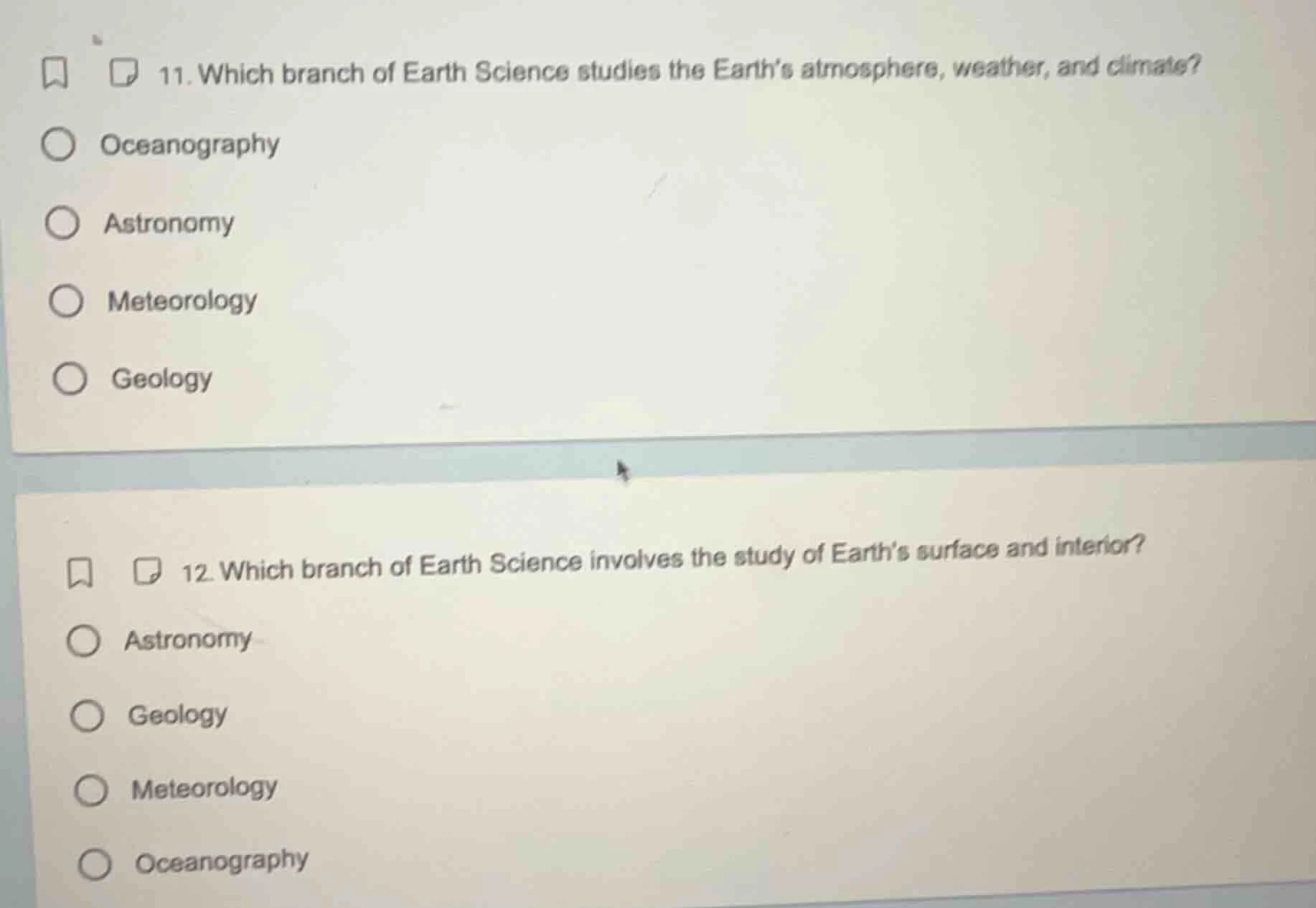 11. which branch of earth science studies the earths atmosphere, weathe…