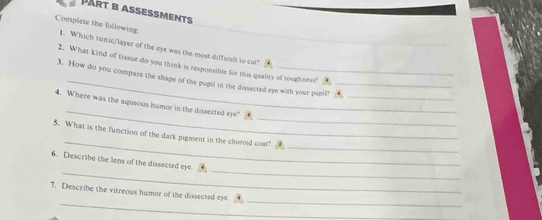 part b assessments complete the following: 1. which tunic/layer of the …