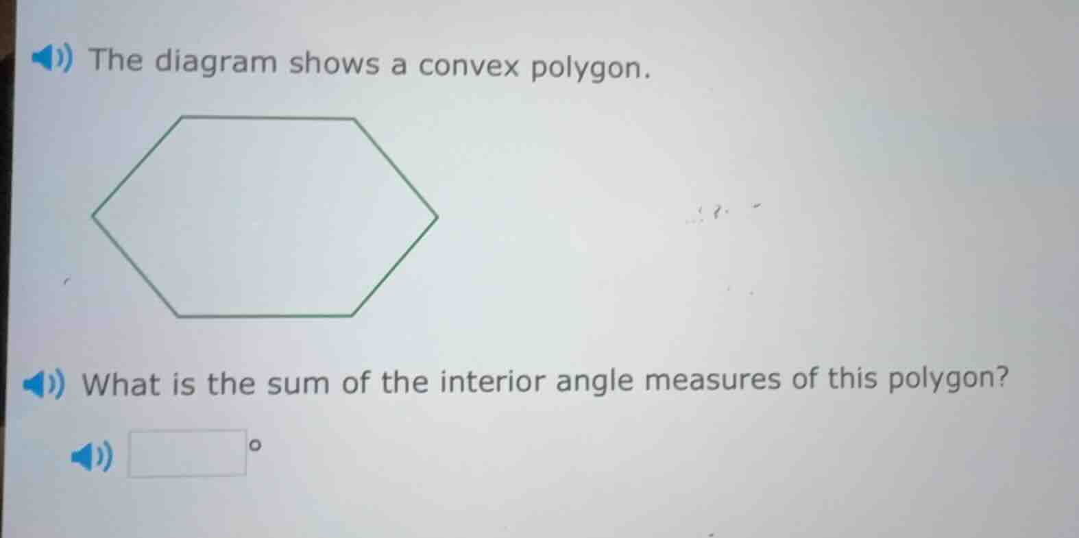 the diagram shows a convex polygon. what is the sum of the interior ang…