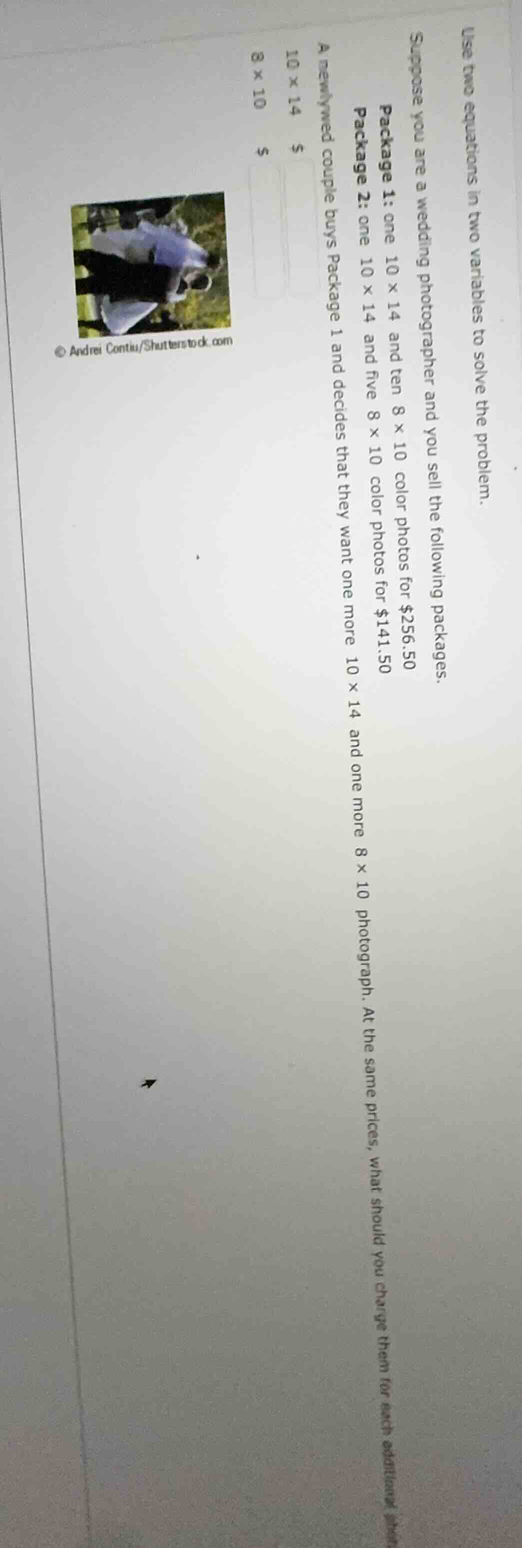 use two equations in two variables to solve the problem. suppose you ar…