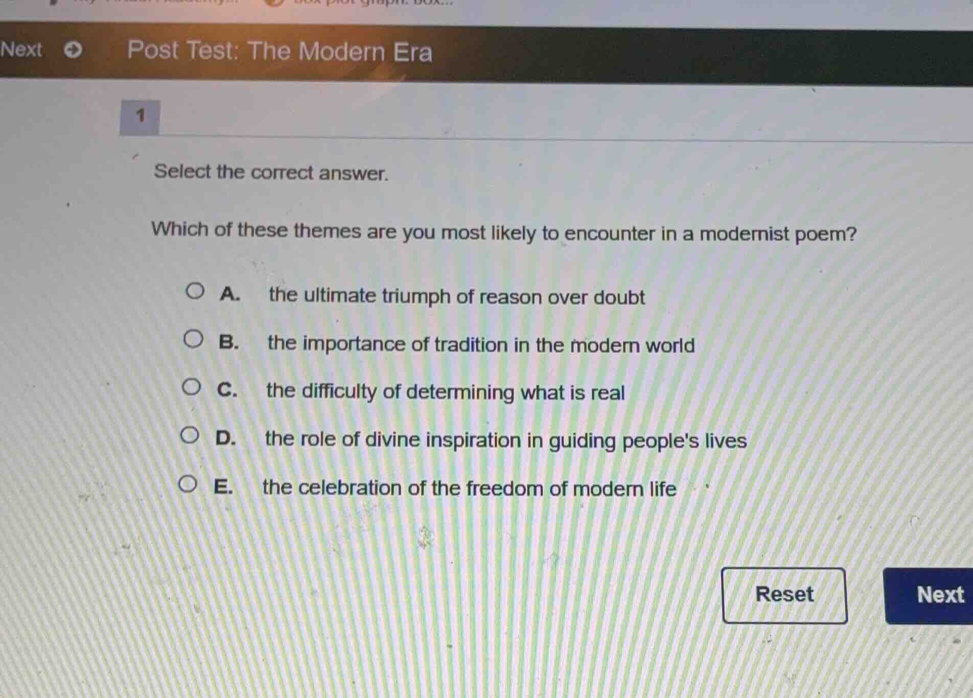 select the correct answer. which of these themes are you most likely to…