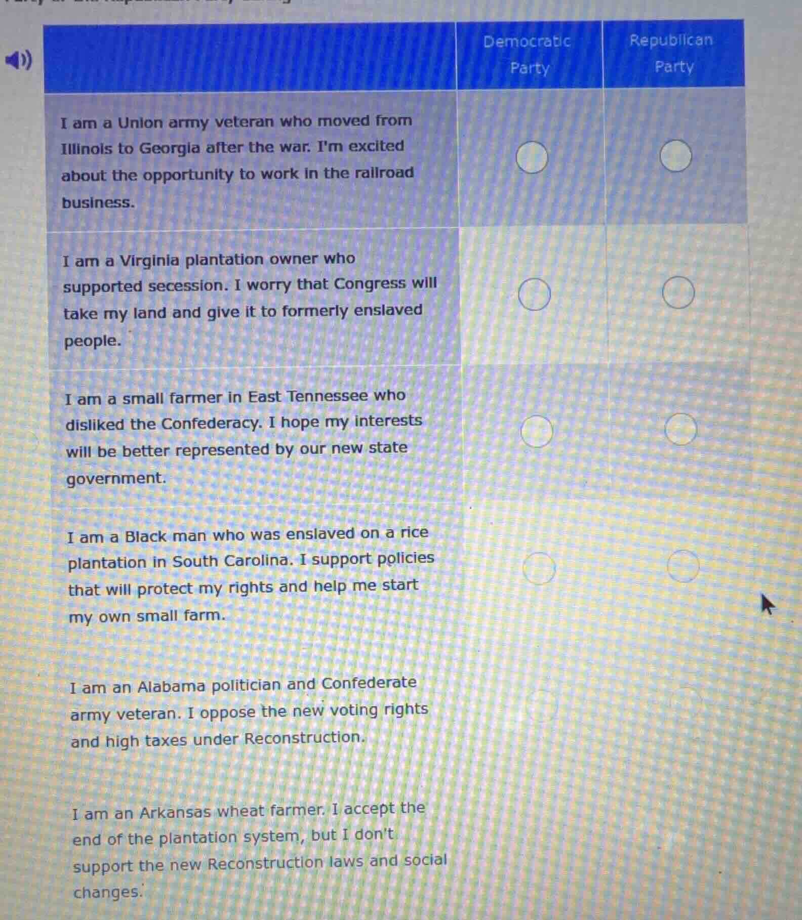 democratic party republican party i am a union army veteran who moved f…