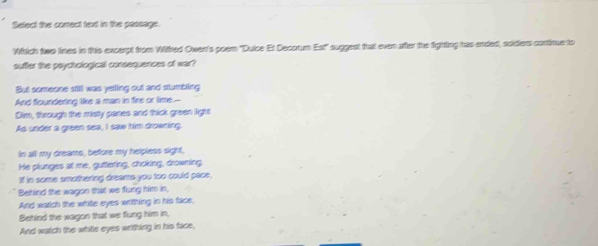 select the correct text in the passage. which two lines in this excerpt…