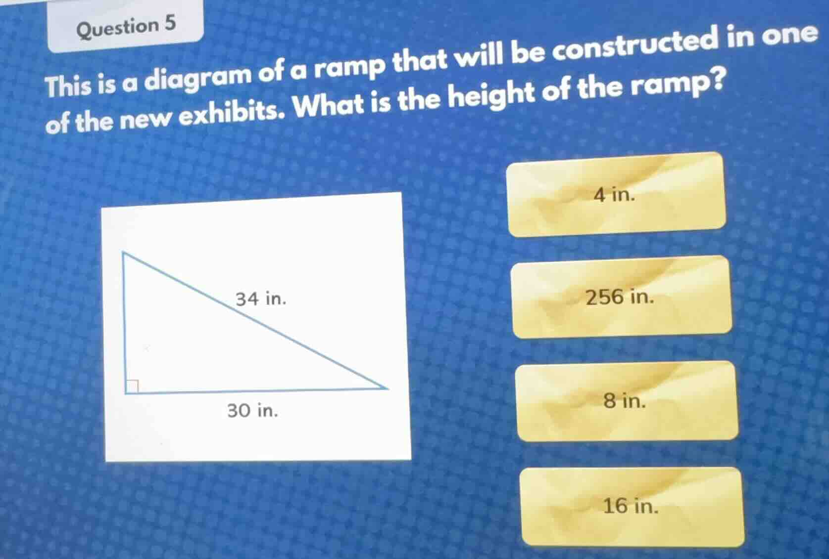 question 5 this is a diagram of a ramp that will be constructed in one …