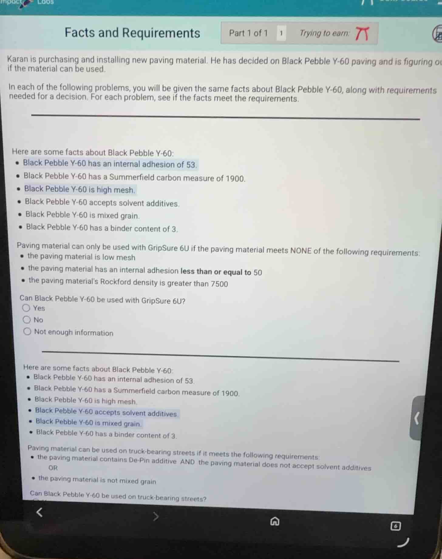 facts and requirements karan is purchasing and installing new paving ma…