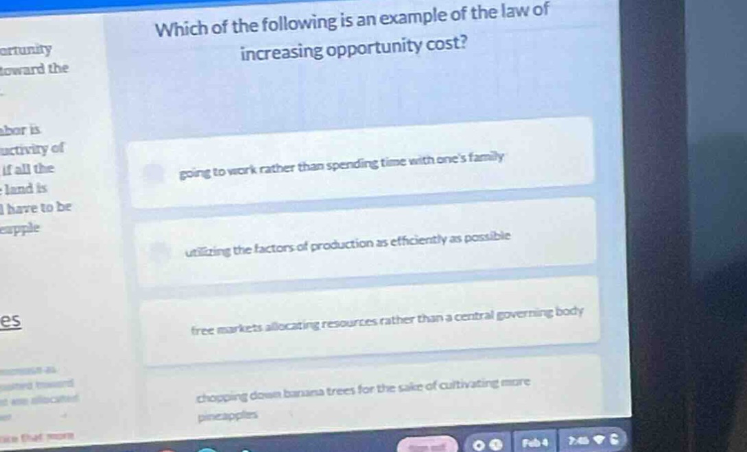 which of the following is an example of the law of increasing opportuni…