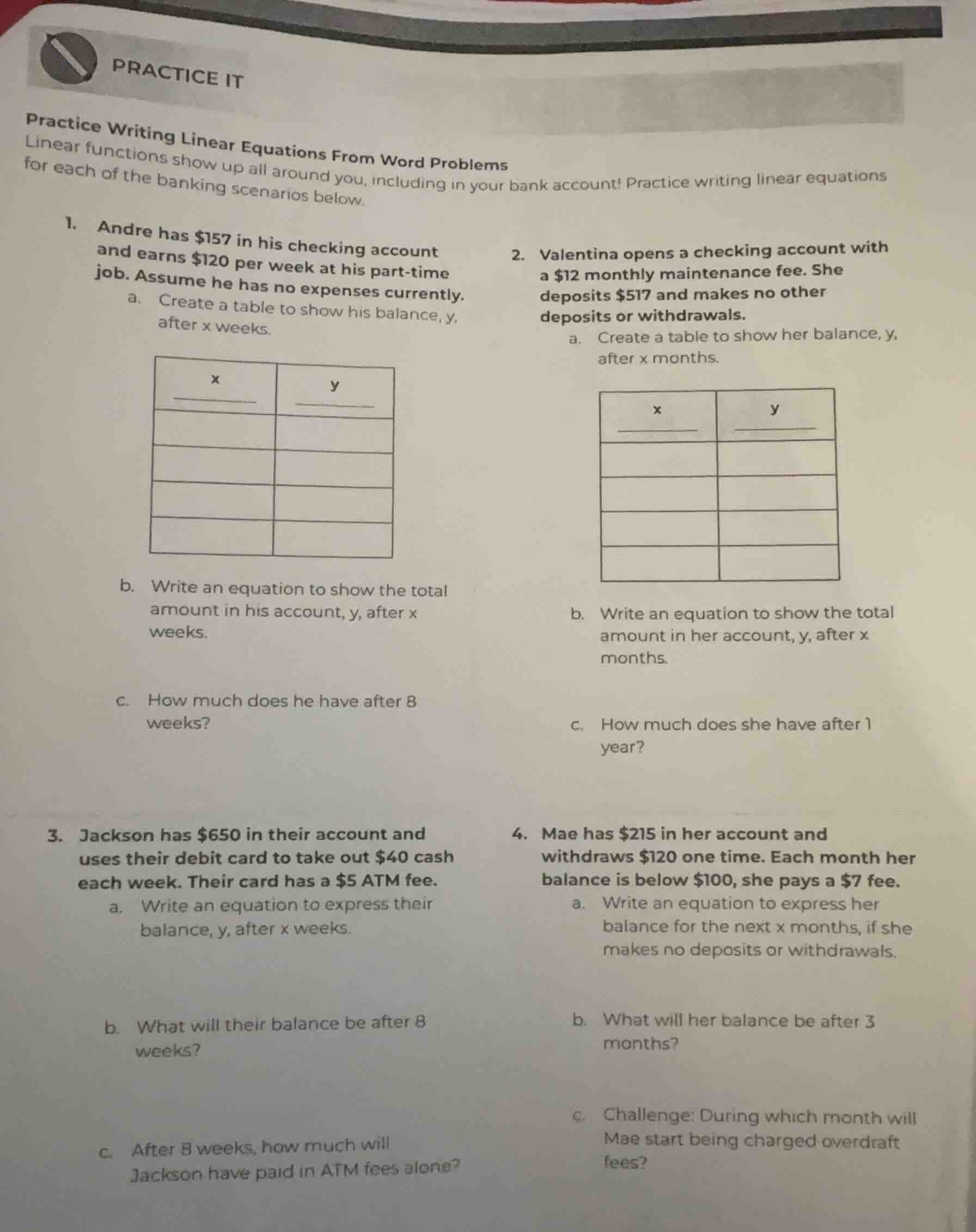 practice it practice writing linear equations from word problems linear…