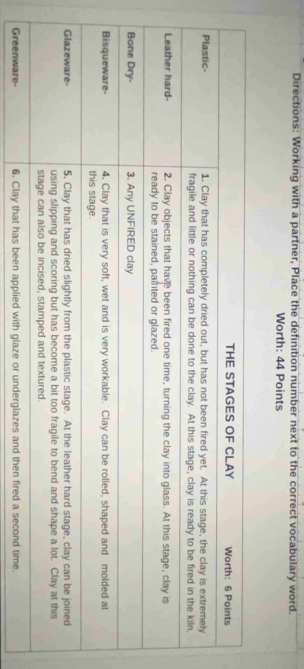 directions: working with a partner, place the definition number next to…