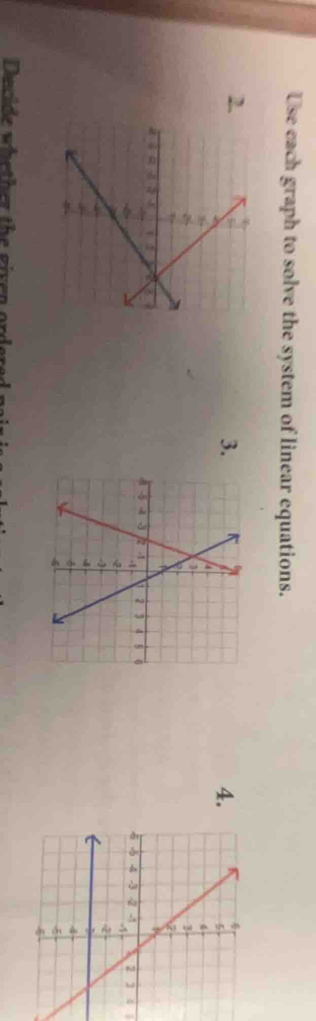 use each graph to solve the system of linear equations. 2. 3. 4.