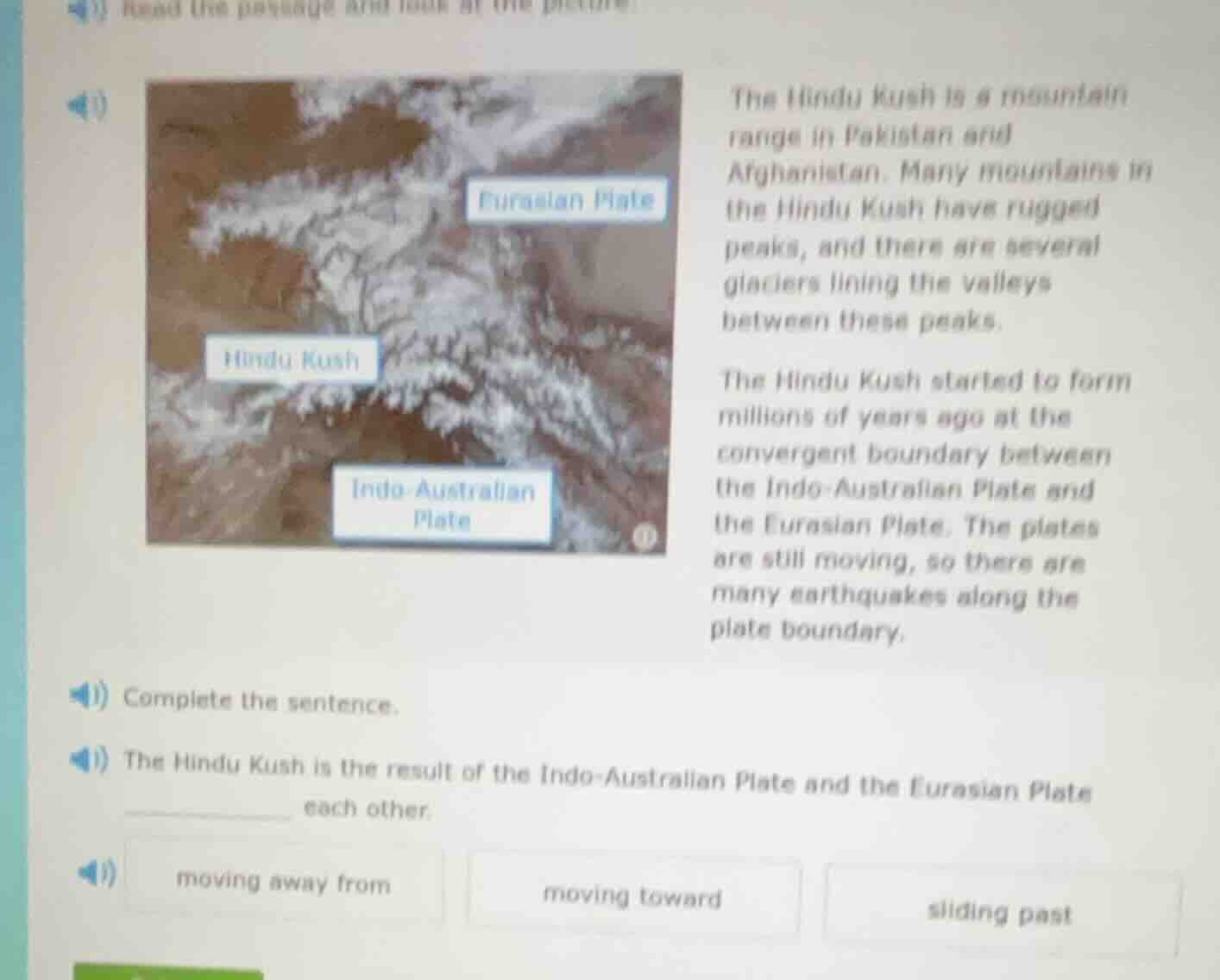 read the passage and look at the picture. the hindu kush is a mountain …