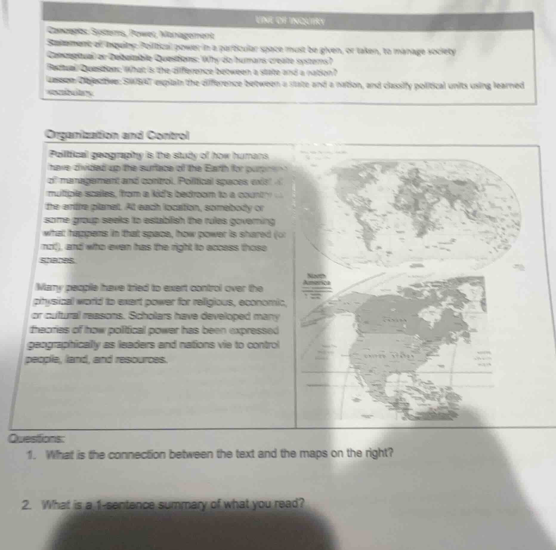 line of inquiry concepts: systems, power, management statement of inqui…