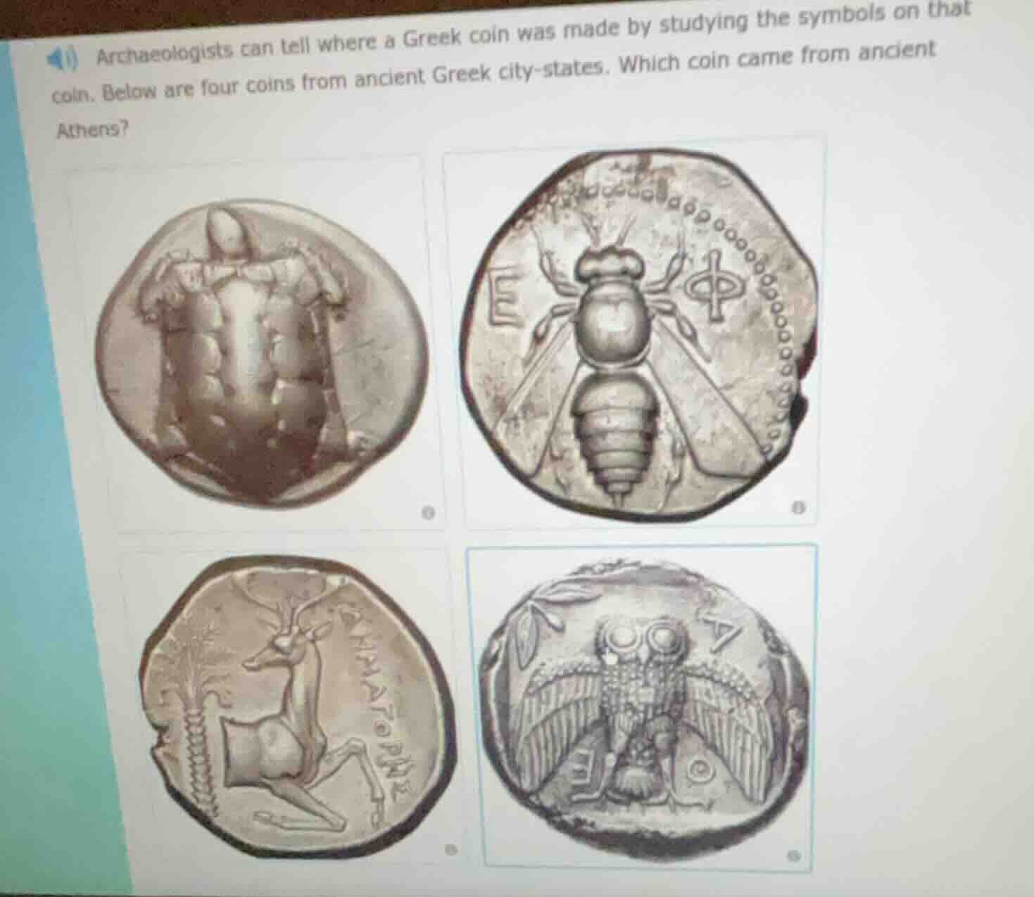 archaeologists can tell where a greek coin was made by studying the sym…