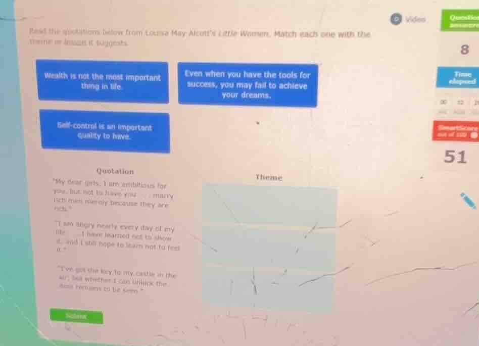 read the quotations below from louisa may alcott’s little women. match …