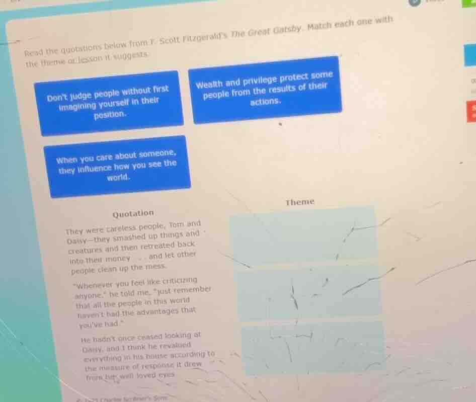 read the quotations below from f. scott fitzgeralds the great gatsby. m…