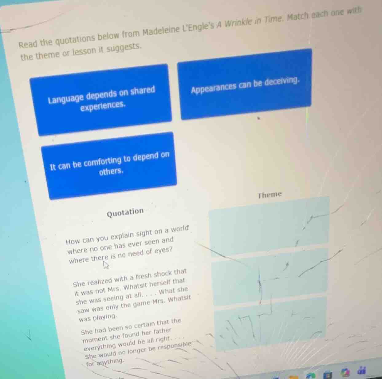 read the quotations below from madeleine lengles a wrinkle in time. mat…