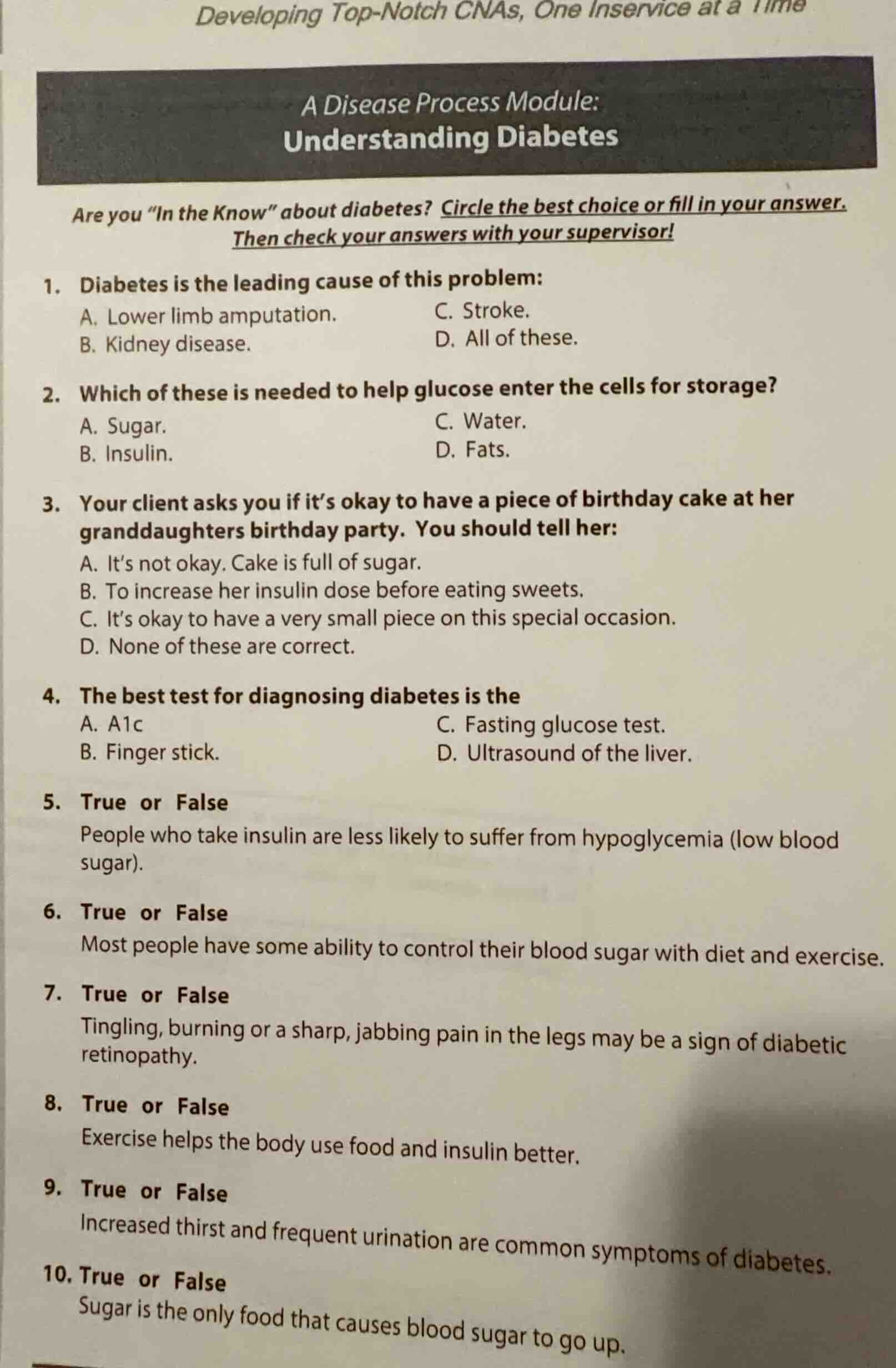 developing top-notch cnas, one inservice at a time a disease process mo…