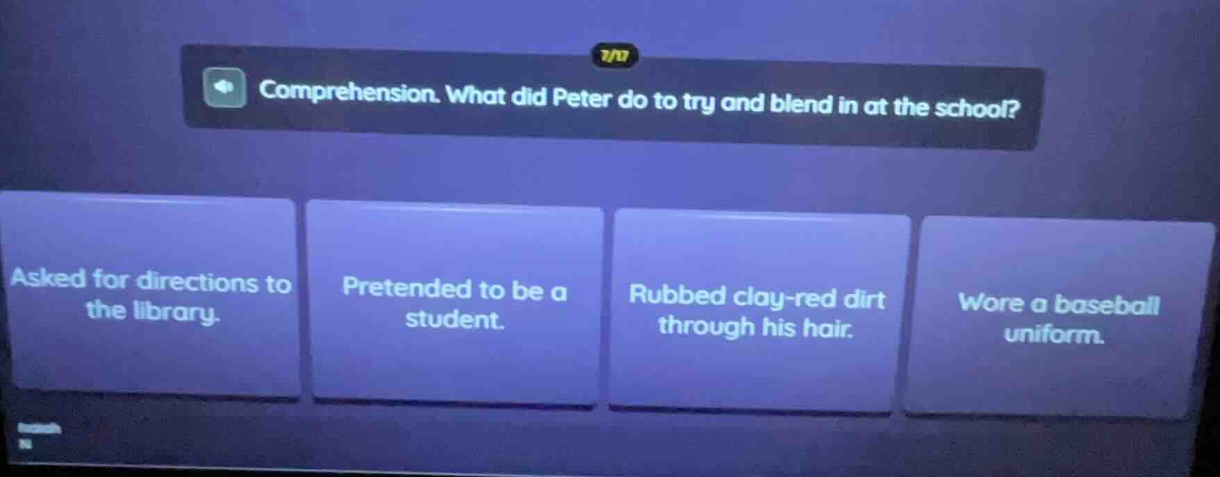 comprehension. what did peter do to try and blend in at the school? ask…