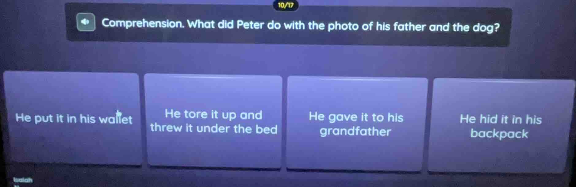 comprehension. what did peter do with the photo of his father and the d…