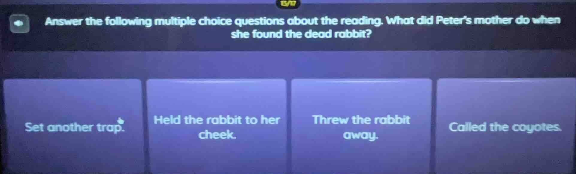 answer the following multiple choice questions about the reading. what …