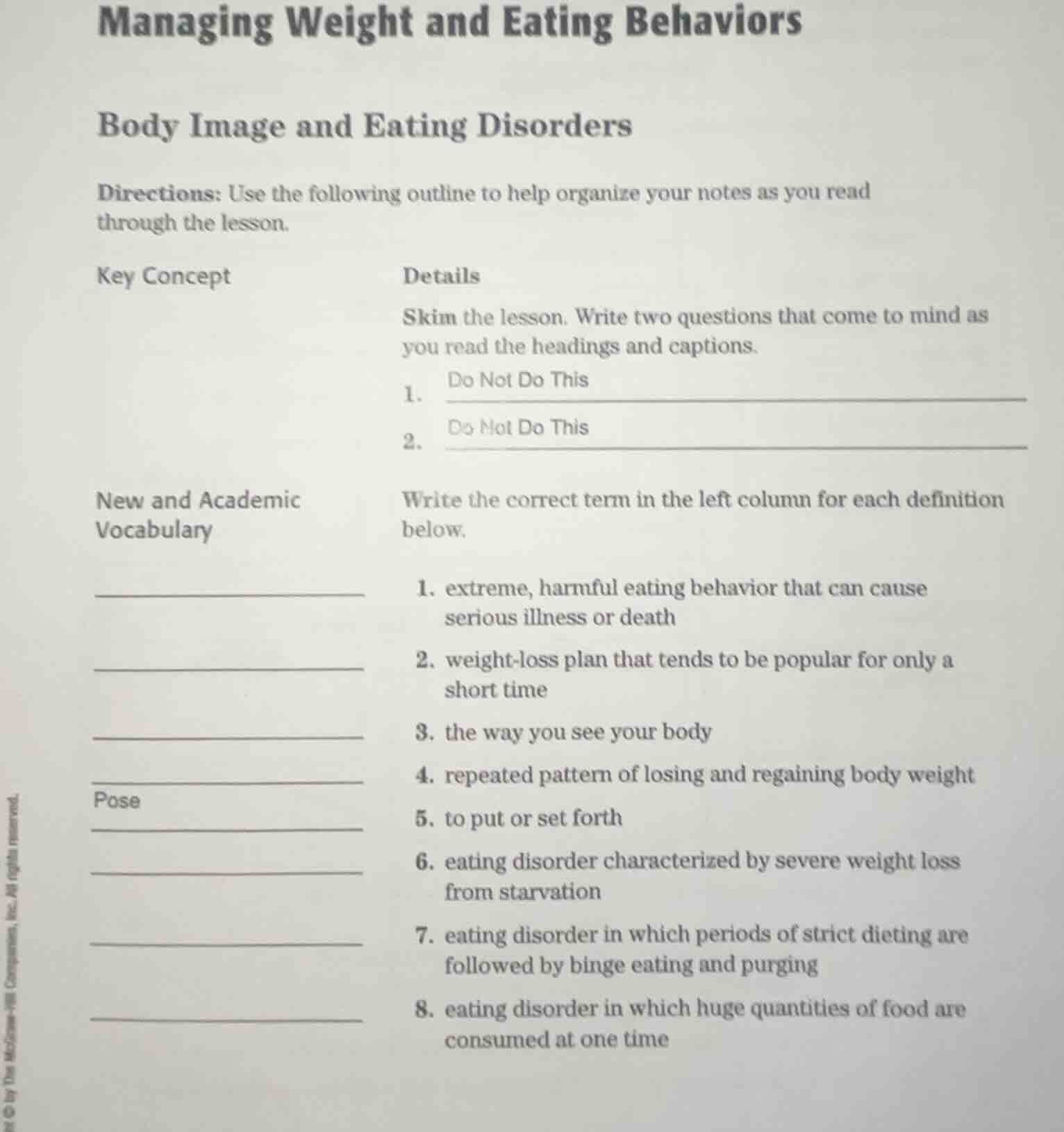 managing weight and eating behaviors body image and eating disorders di…