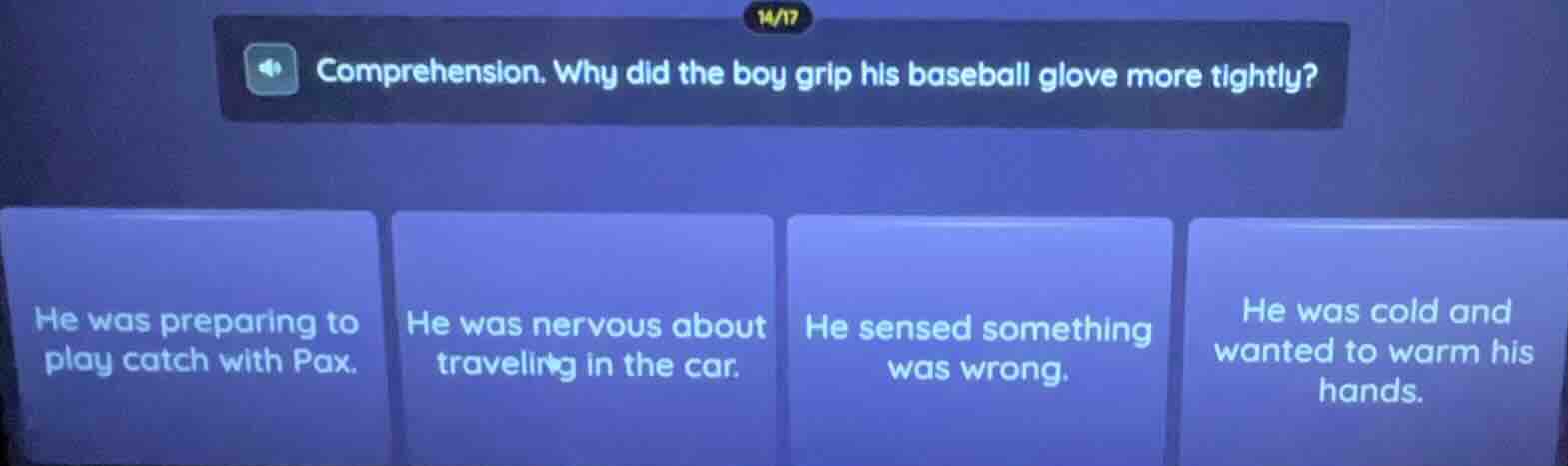 comprehension. why did the boy grip his baseball glove more tightly? he…