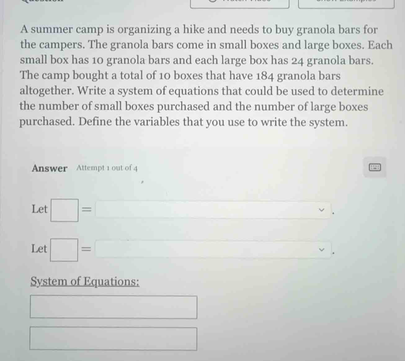 a summer camp is organizing a hike and needs to buy granola bars for th…