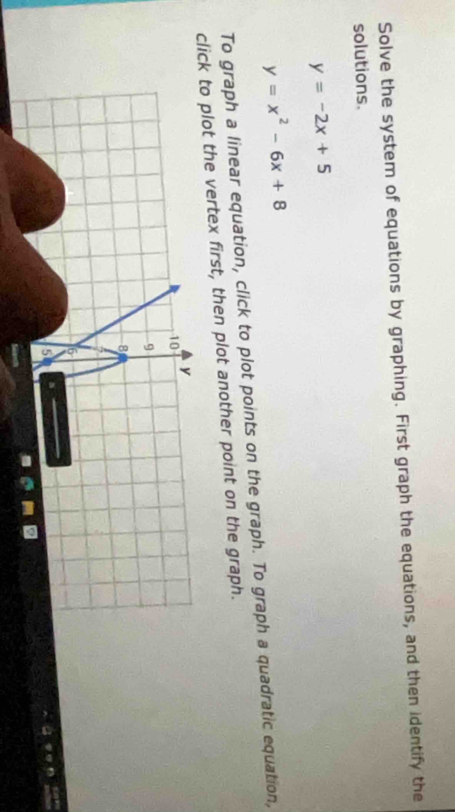 solve the system of equations by graphing. first graph the equations, a…