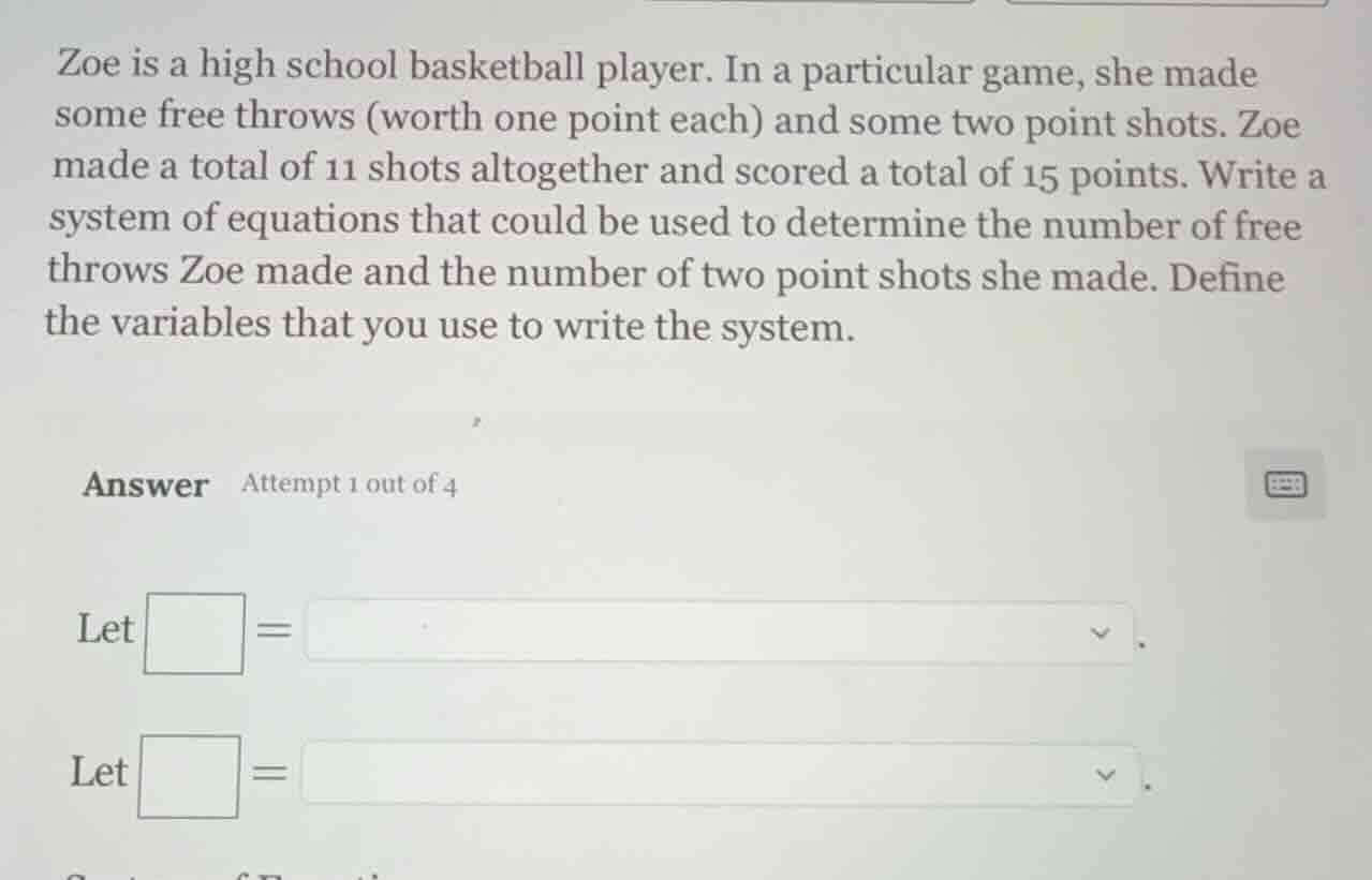 zoe is a high school basketball player. in a particular game, she made …