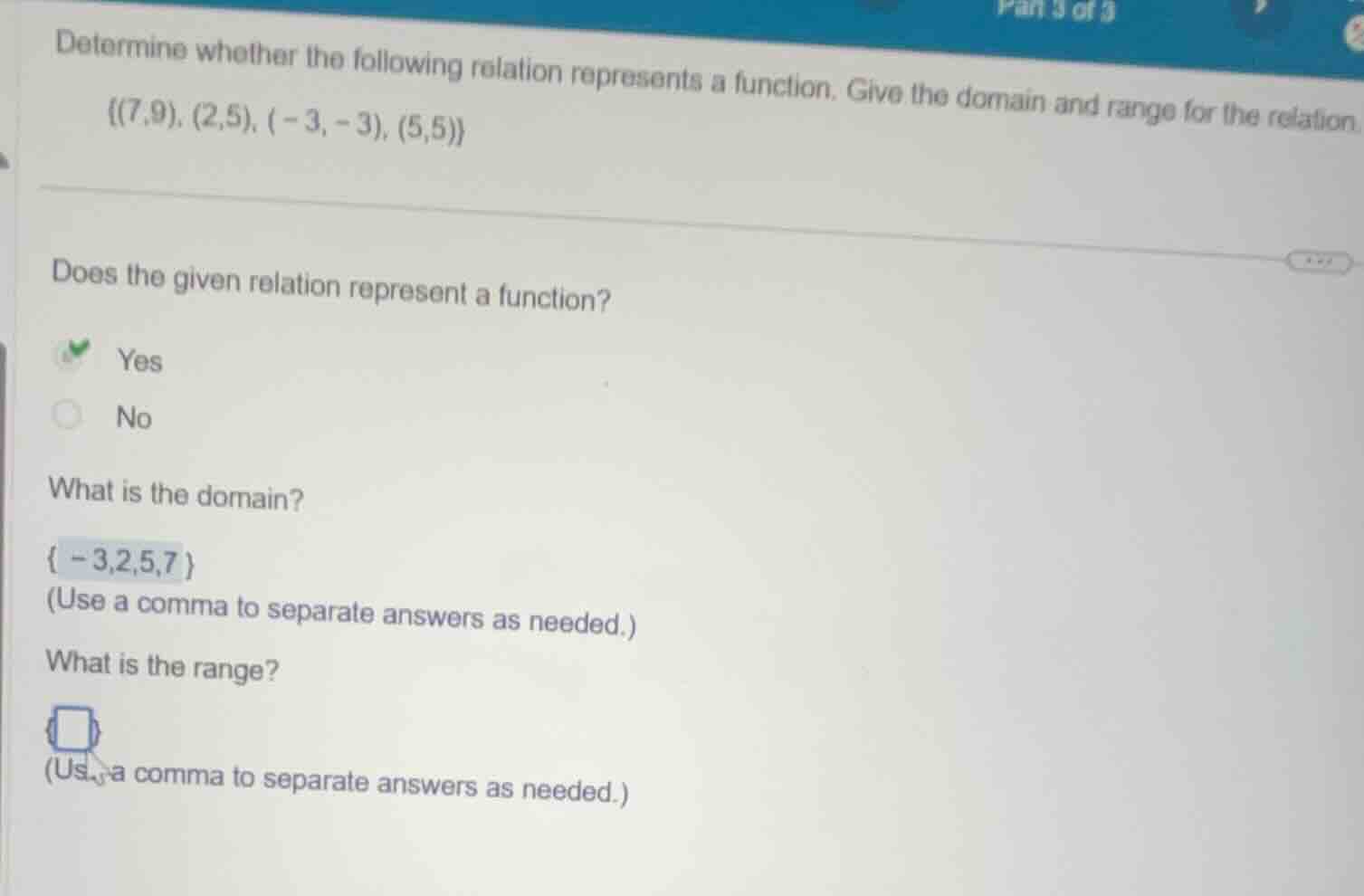 determine whether the following relation represents a function. give th…
