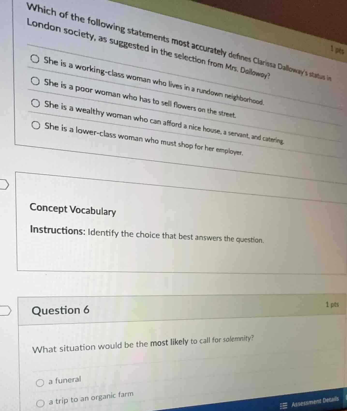 which of the following statements most accurately defines clarissa dall…