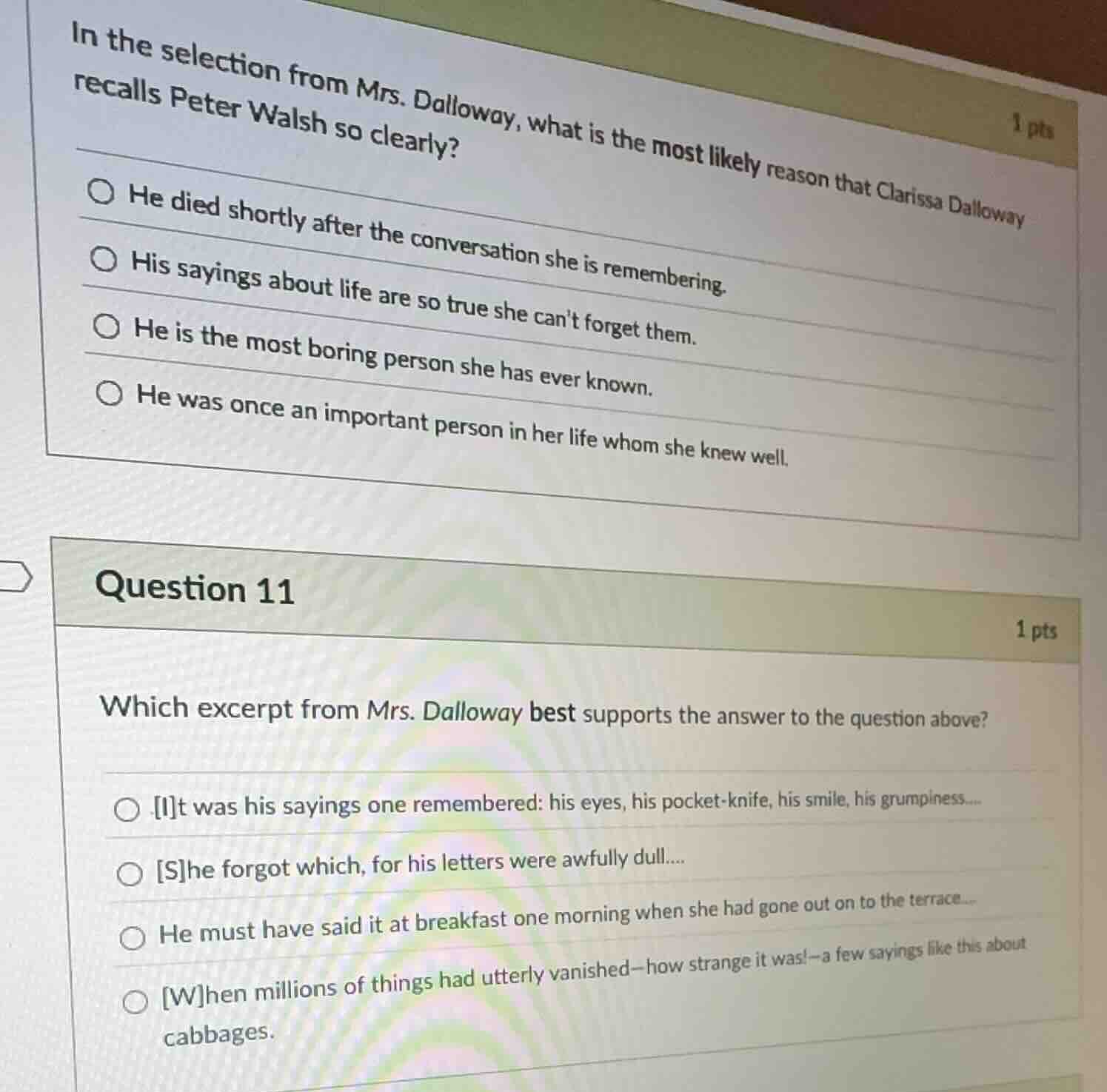 in the selection from mrs. dalloway, what is the most likely reason tha…
