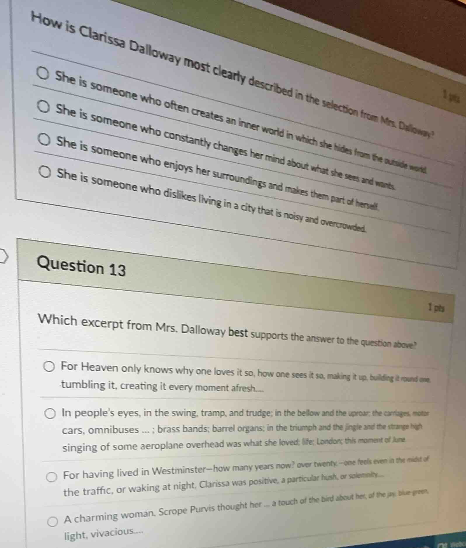 how is clarissa dalloway most clearly described in the selection from m…