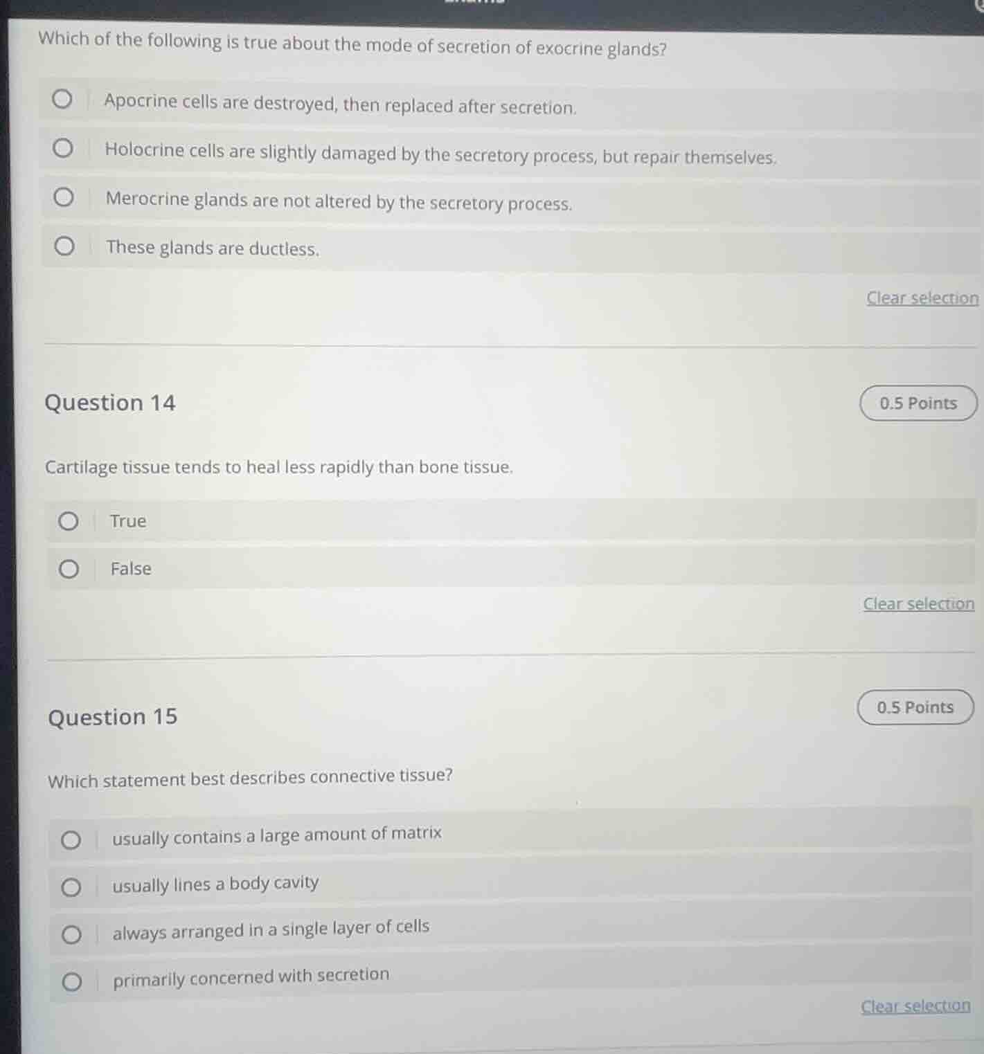 which of the following is true about the mode of secretion of exocrine …