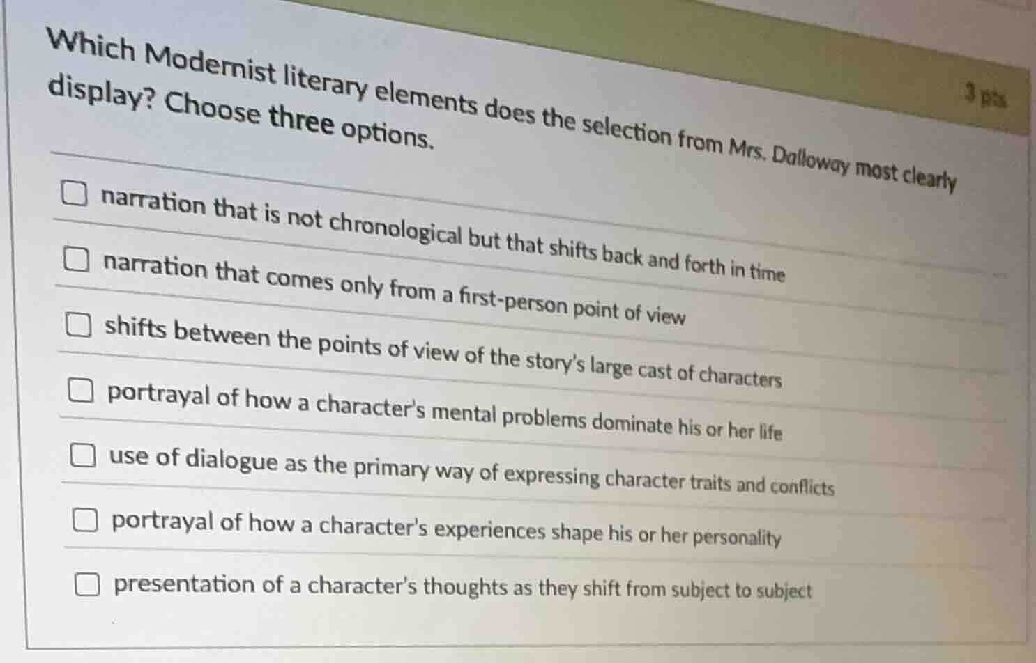 which modernist literary elements does the selection from mrs. dalloway…