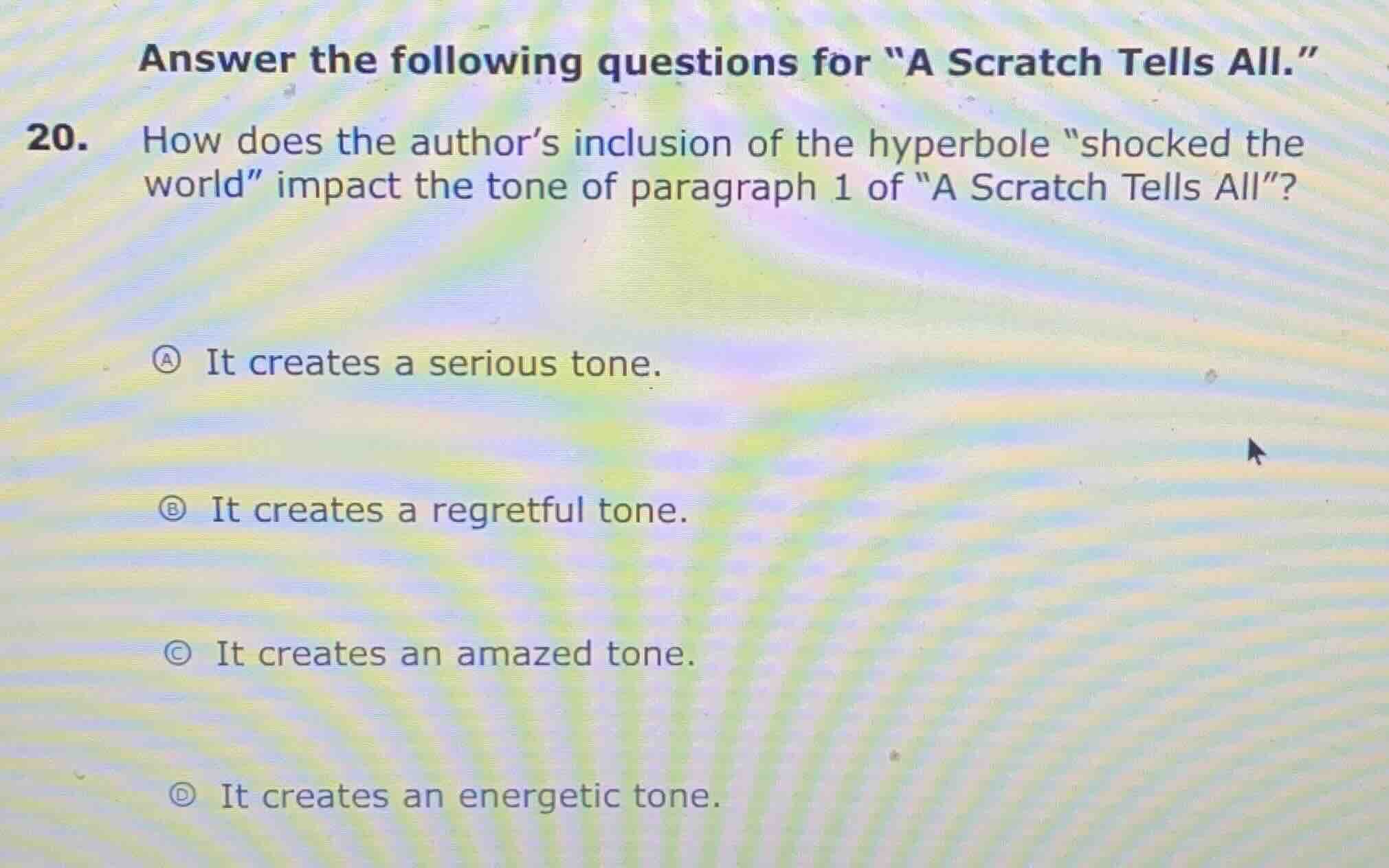 answer the following questions for \a scratch tells all.\ 20. how does …