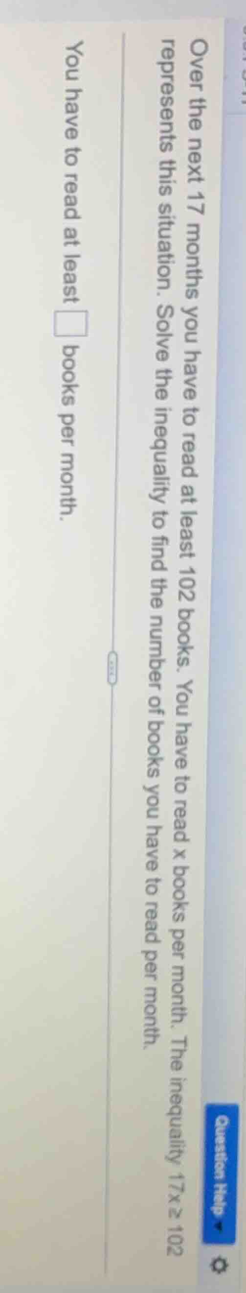 over the next 17 months you have to read at least 102 books. you have t…