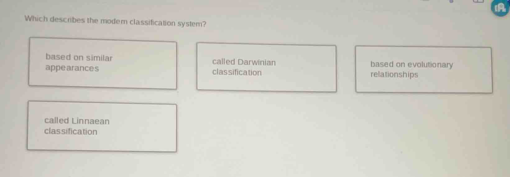 which describes the modern classification system? based on similar appe…
