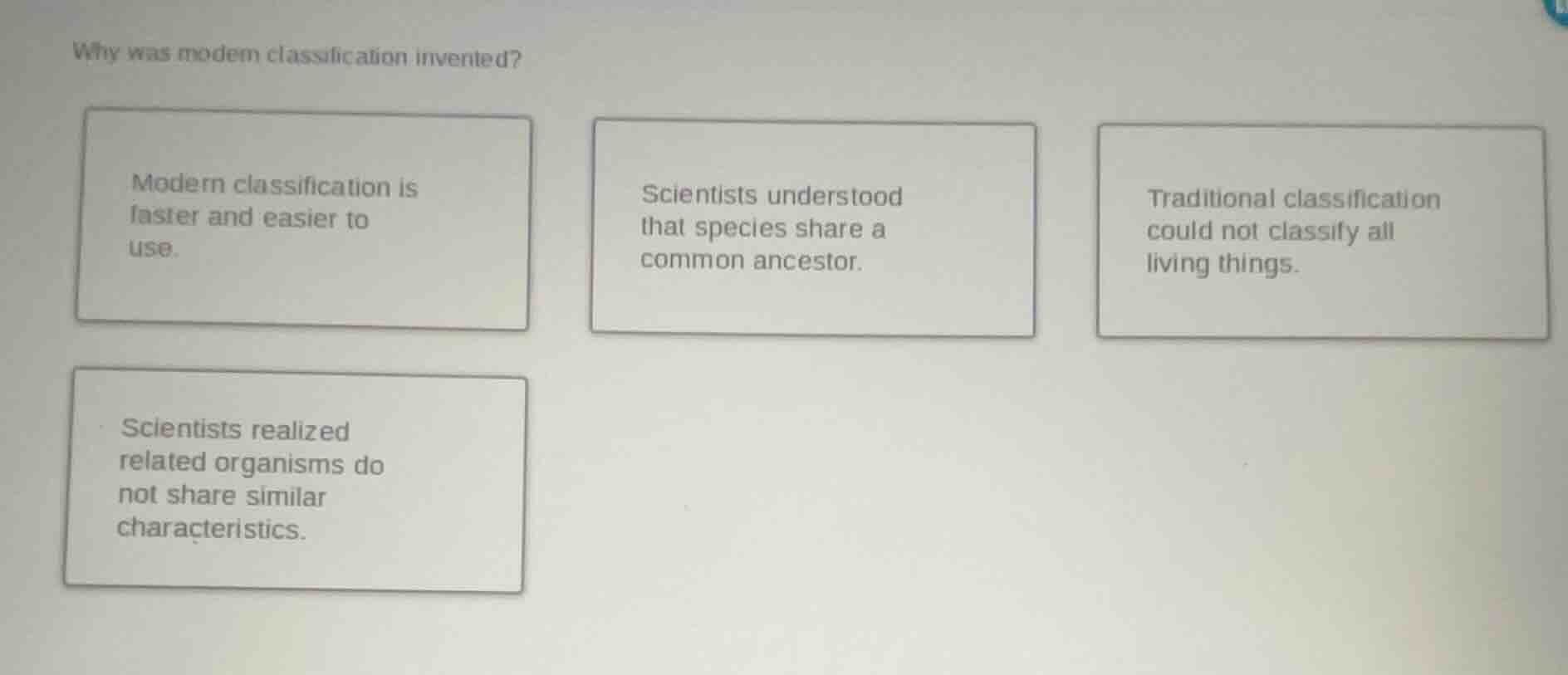 why was modern classification invented? modern classification is faster…