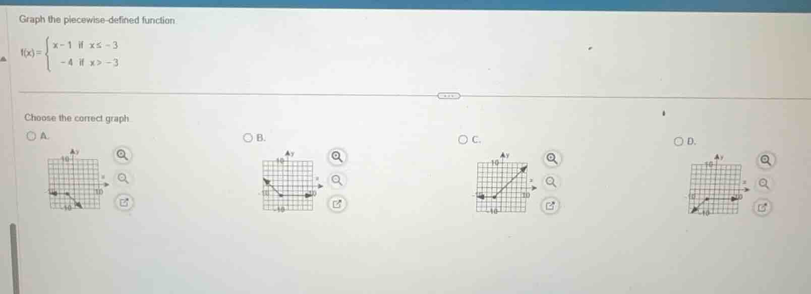 graph the piecewise - defined function. $f(x)=\begin{cases}x - 1&\text{…