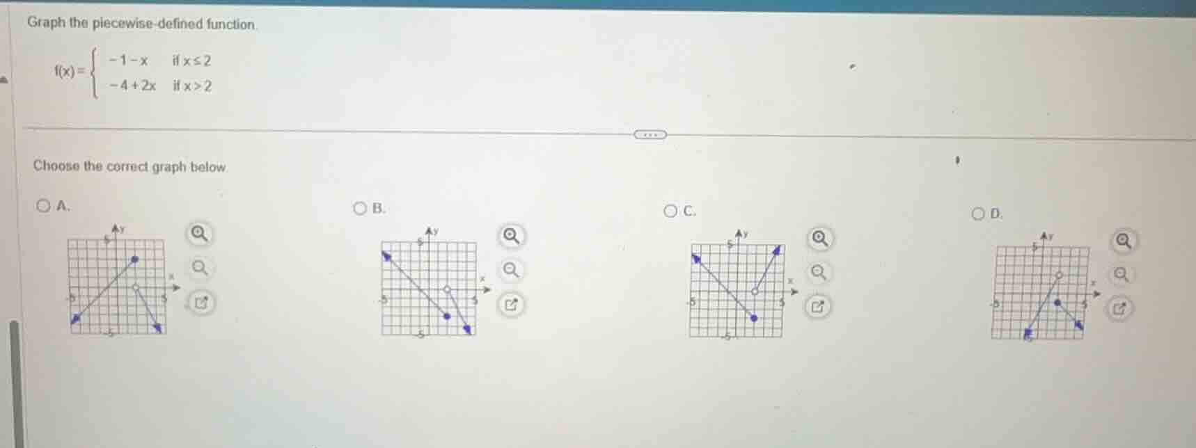 graph the piecewise - defined function. $f(x)=\begin{cases}-1 - x& \tex…
