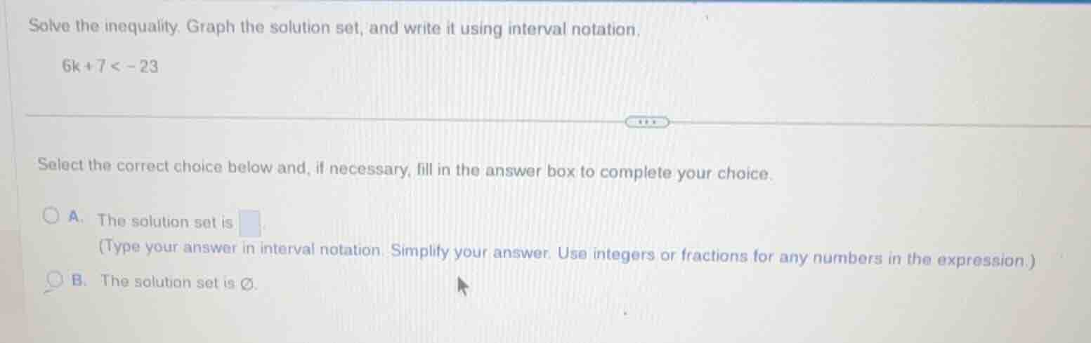 solve the inequality. graph the solution set, and write it using interv…
