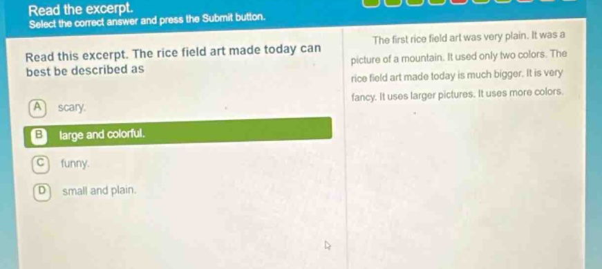 read the excerpt. select the correct answer and press the submit button…