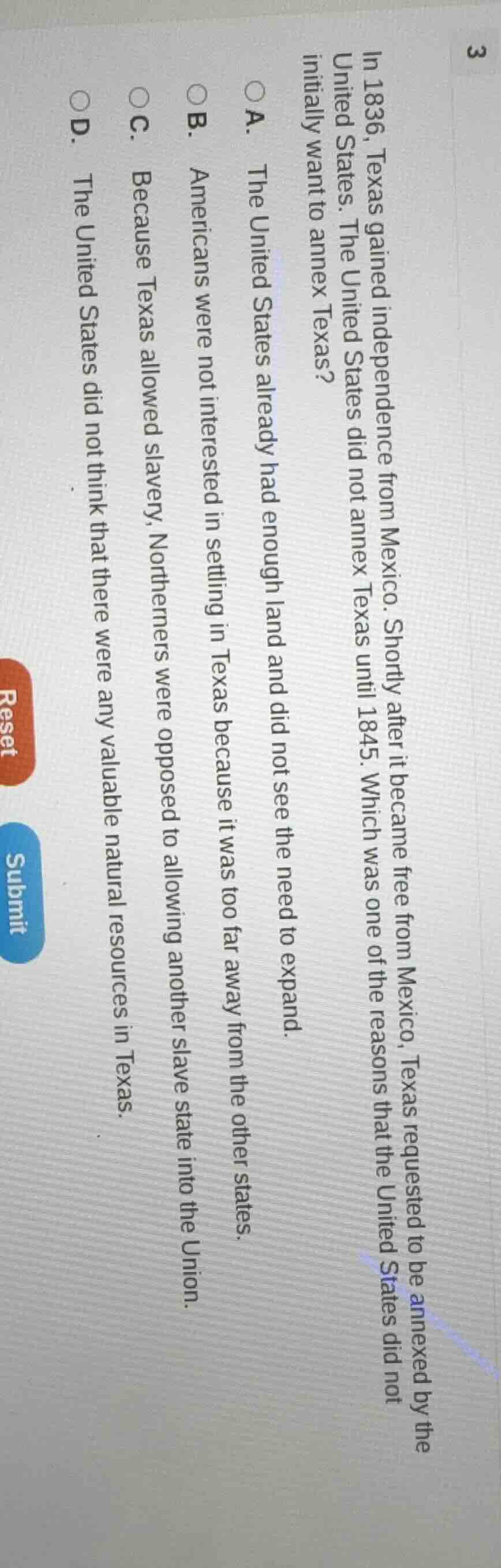 in 1836, texas gained independence from mexico. shortly after it became…