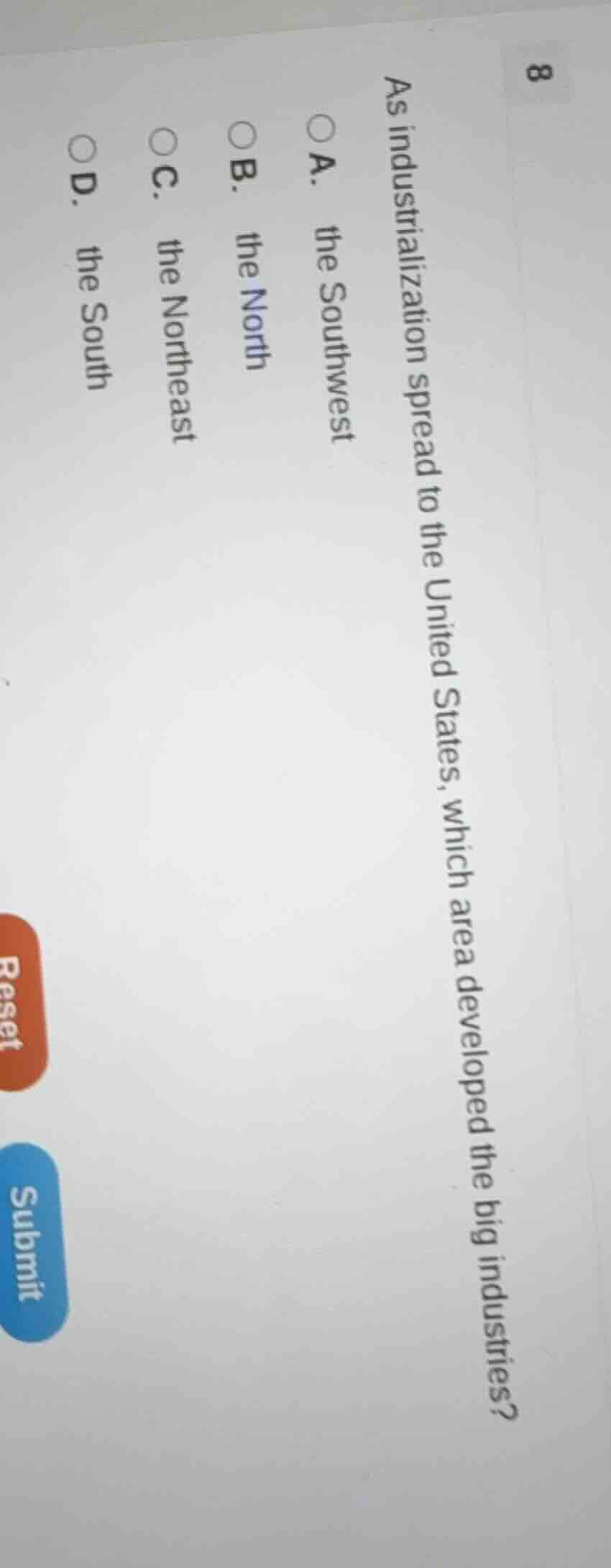 as industrialization spread to the united states, which area developed …