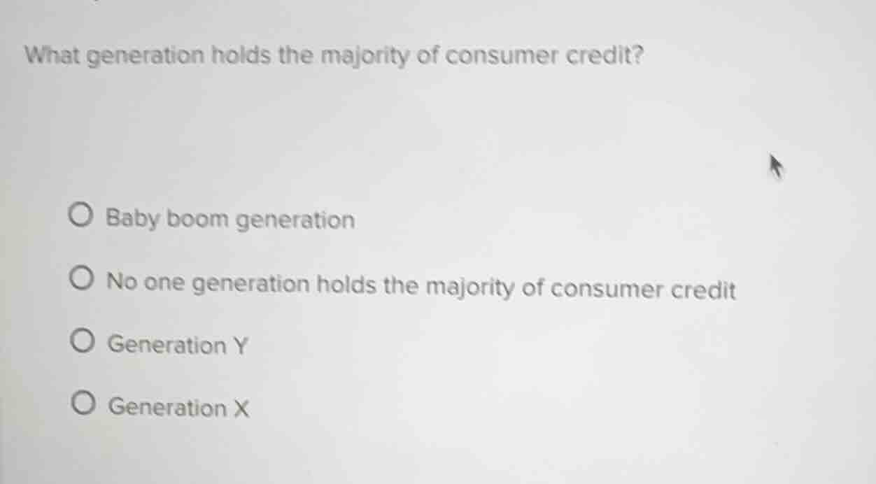 what generation holds the majority of consumer credit? baby boom genera…